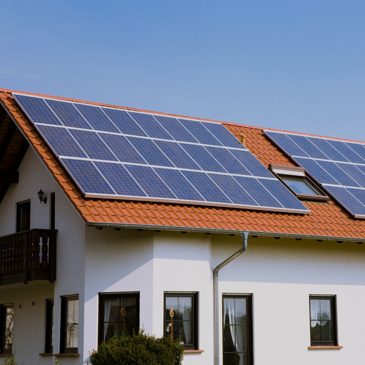 A house with Solar panels Installed in Spring
