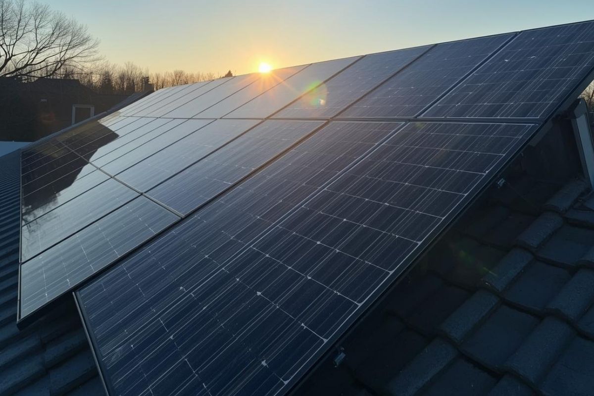 Solar panels on a rooftop 
