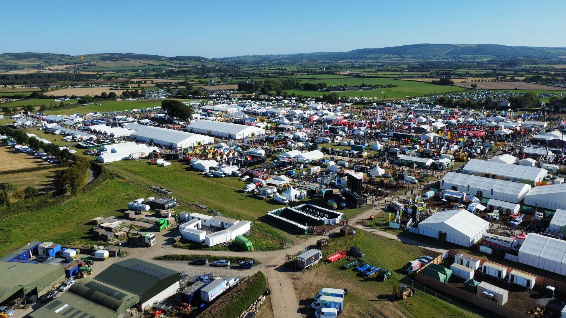 Aerial drone view of the National Ploughing Championships 2024