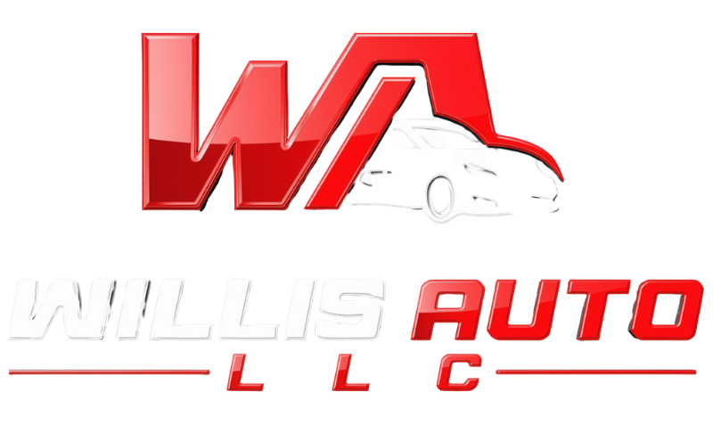 Wills Auto LLC logo in red and gray with stylized car outline