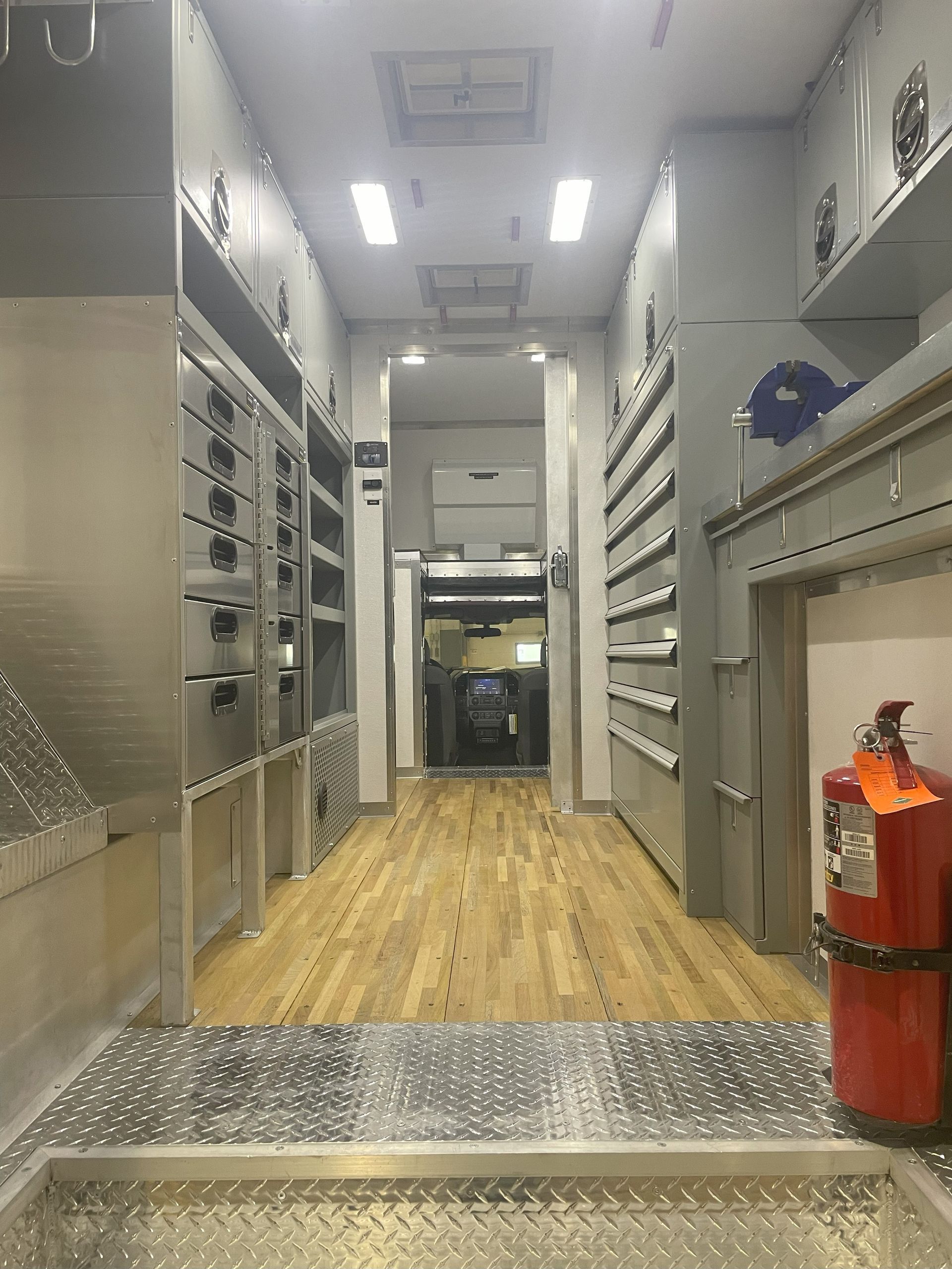 Manitoba Hydro Custom Truck Body - view from outside doors open