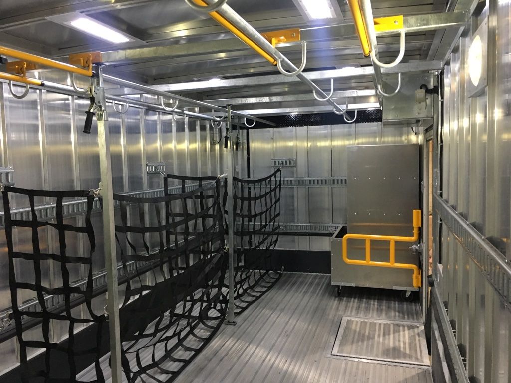 Laundry and Linen Truck Body - Interior with racks