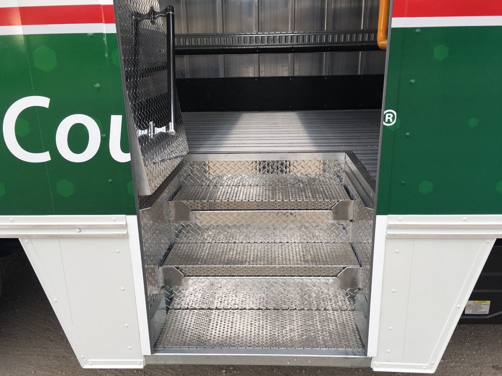 Laundry and Linen Truck Body - Stairs exterior view