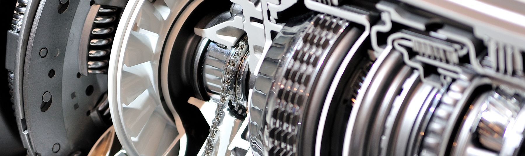 Cross-section of an automatic transmission, showing internal gears and components.