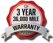 A 3 year warranty seal with a white ribbon