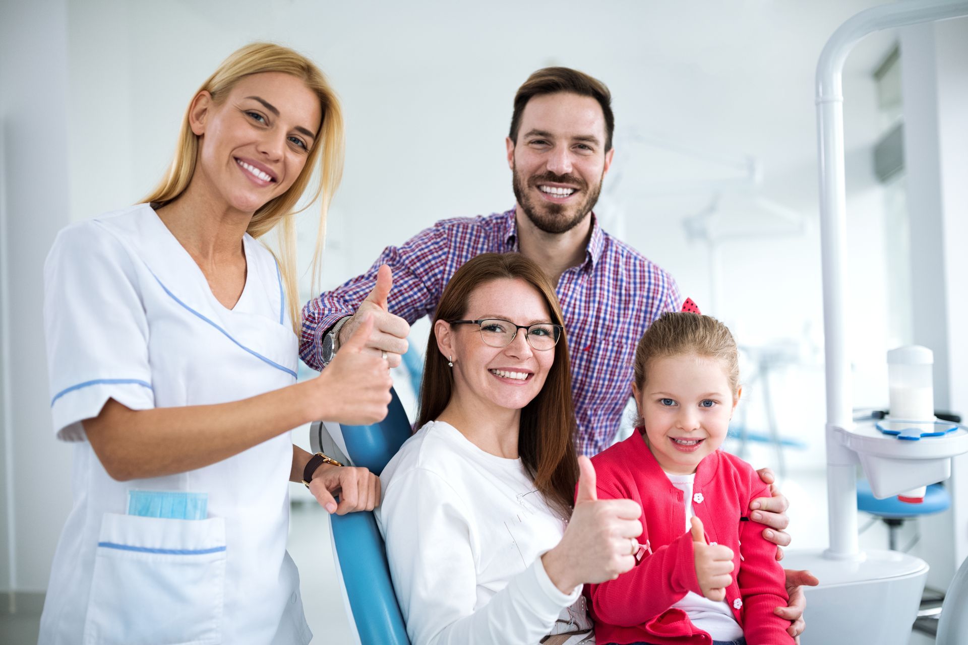 A family is at a dental office.