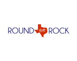 A round the rock logo with a texas map on it