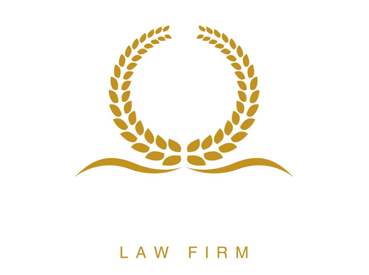 A logo for the harrold law firm with a scale of justice