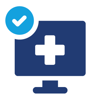 A computer monitor with a cross and a check mark on it.