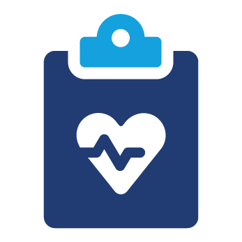 A clipboard with a heart and a heartbeat on it.