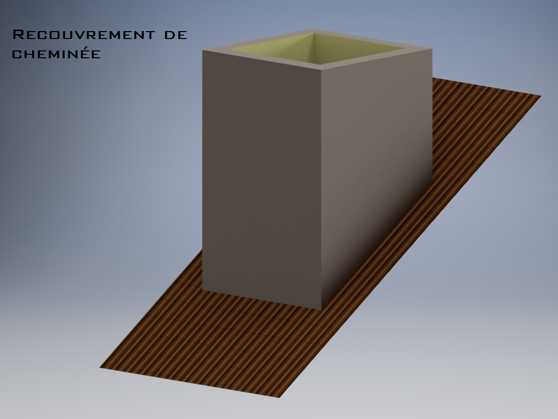 Un modèle 3D d'une cheminée avec le mot cheminée en bas