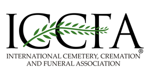 ICFA logo with green laurel across black letters and the words “International Cemetery, Cremation and Funeral Association”