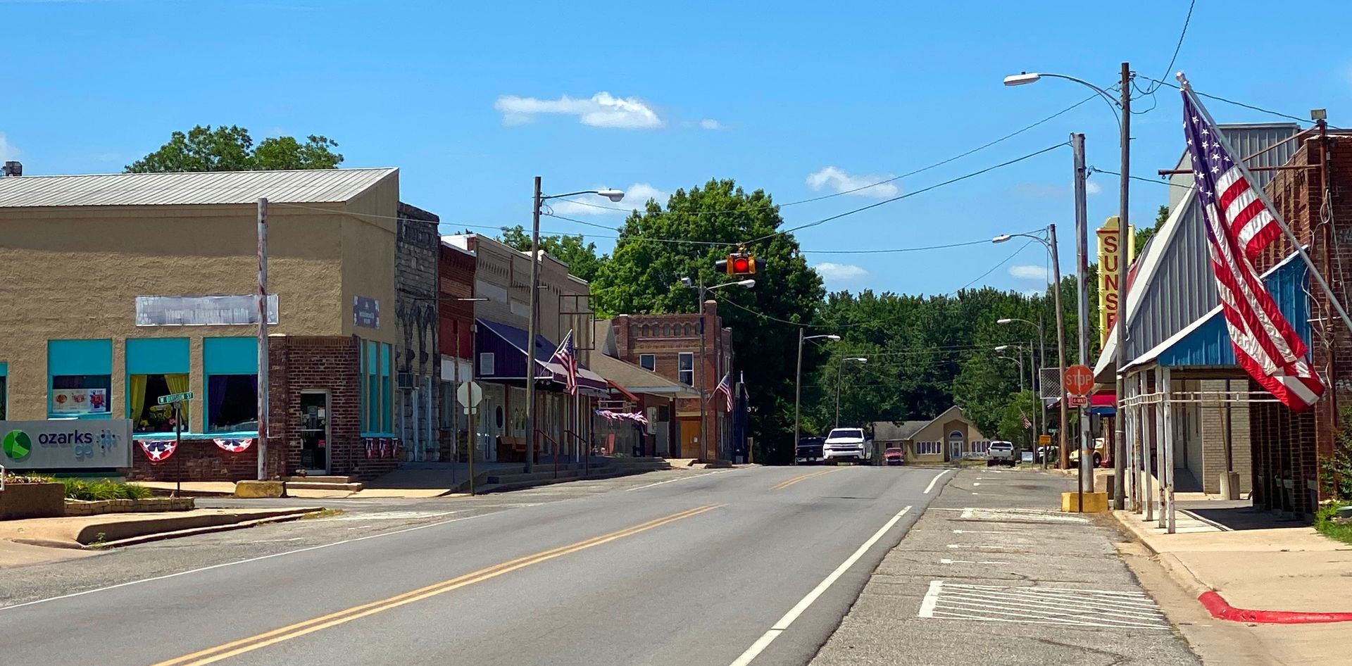 Photo of Williams Avenue with American flags