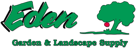Eden Garden & Landscape Supply logo with green text and a tree icon