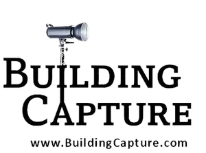 Building Capture logo with a camera on a tripod and the website URL below
