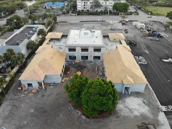 birds-eye view of building in progress