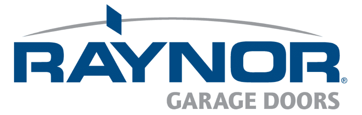 Raynor Garage Doors logo in blue and gray on a white background