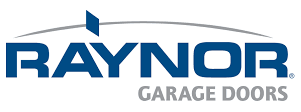 Raynor Garage Doors logo in blue and gray on white background