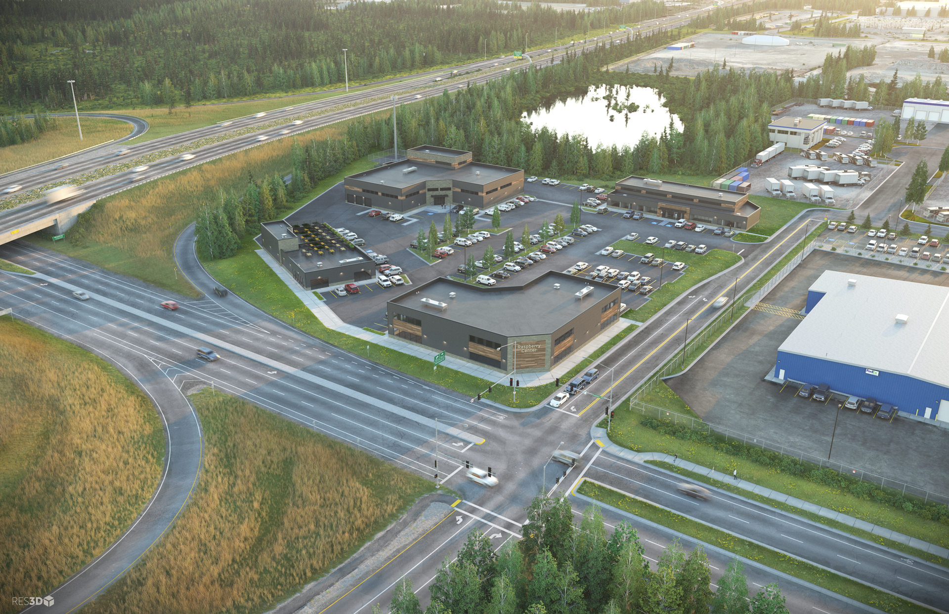 Raspberry Park Overview Bird's Eye View Rendering