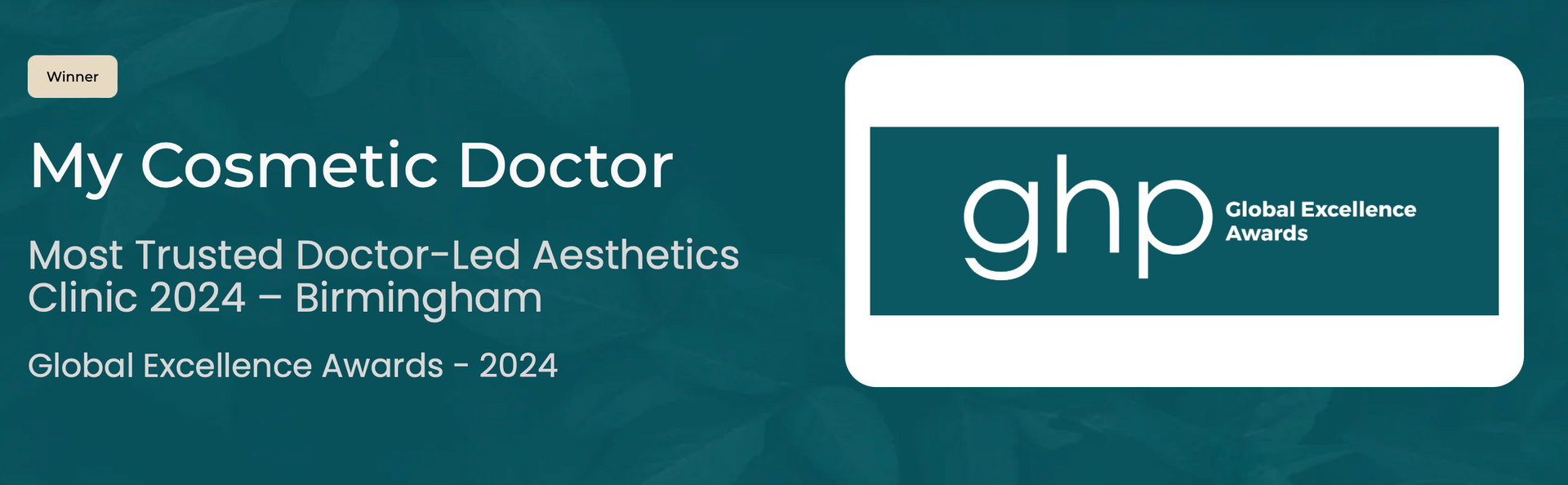A logo for my cosmetic doctor ghp on a blue background