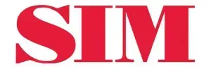 The sim logo is red and white on a white background.