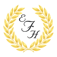 A logo for funeral care with a laurel wreath and stars.