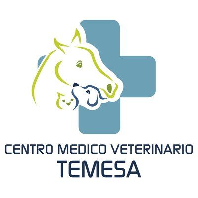Logo: icone di cavallo, gatto e cane su una croce blu. Sotto, "Centro Medico Veterinario TEMESA".