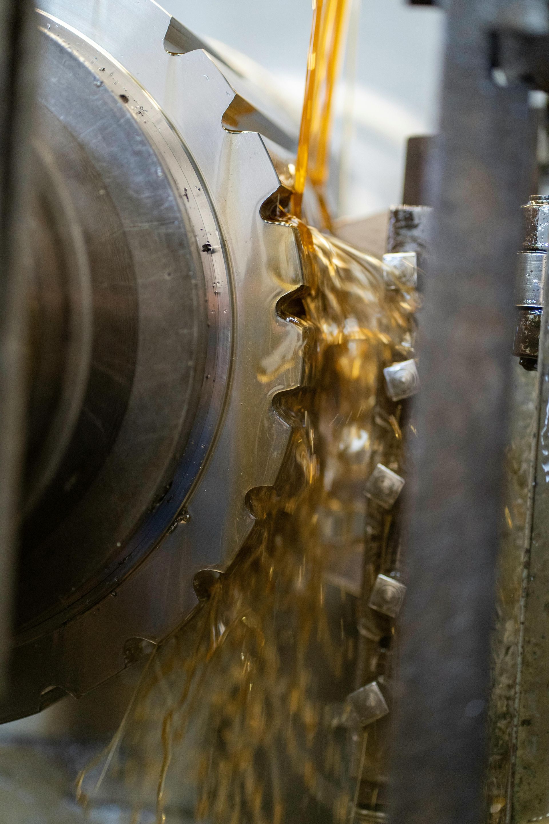 A close up of Oil in a gear