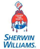 A logo for sherwin williams that says cover the earth