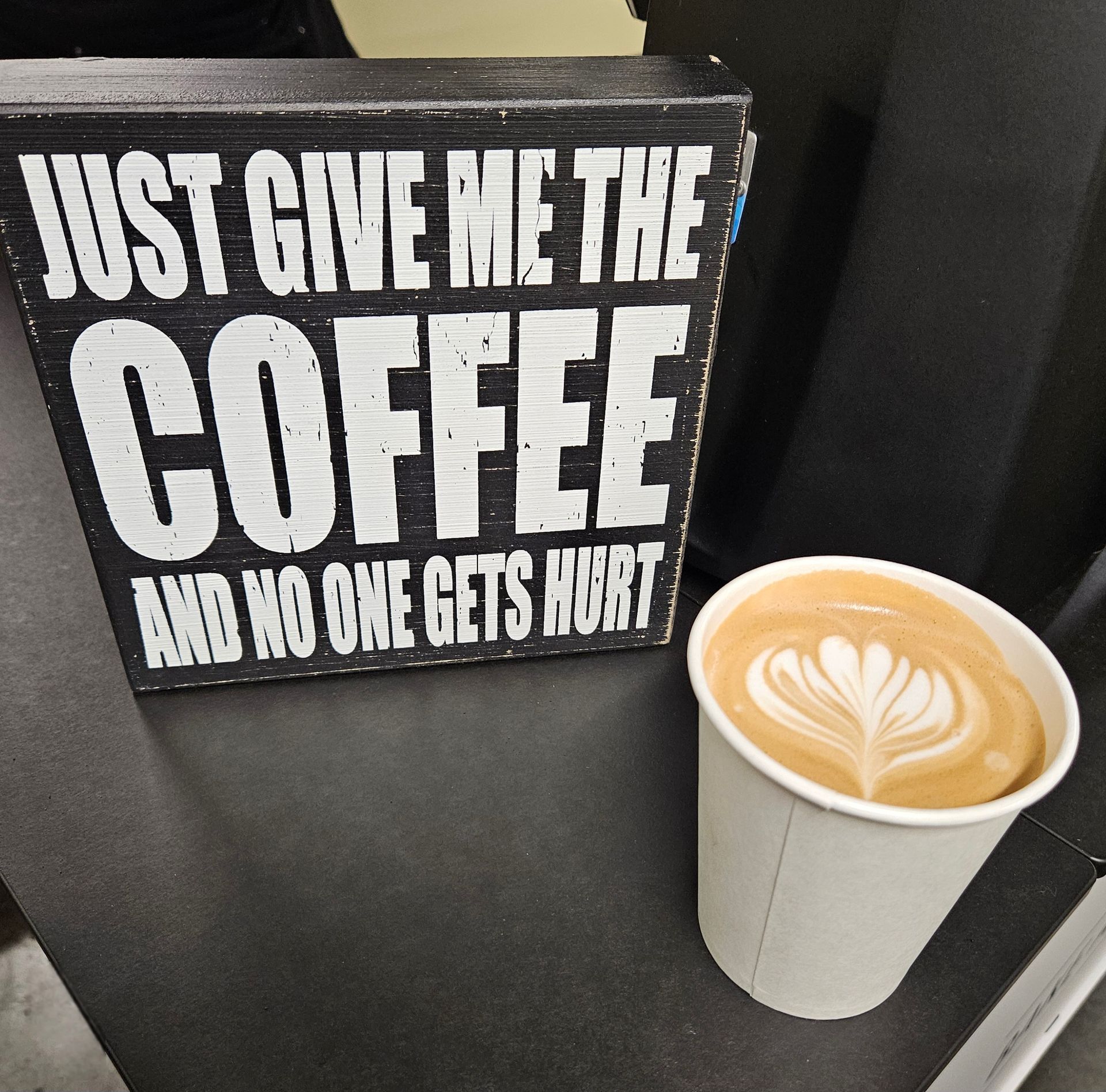 Latte art served by the Bake and Grind mobile espresso bar