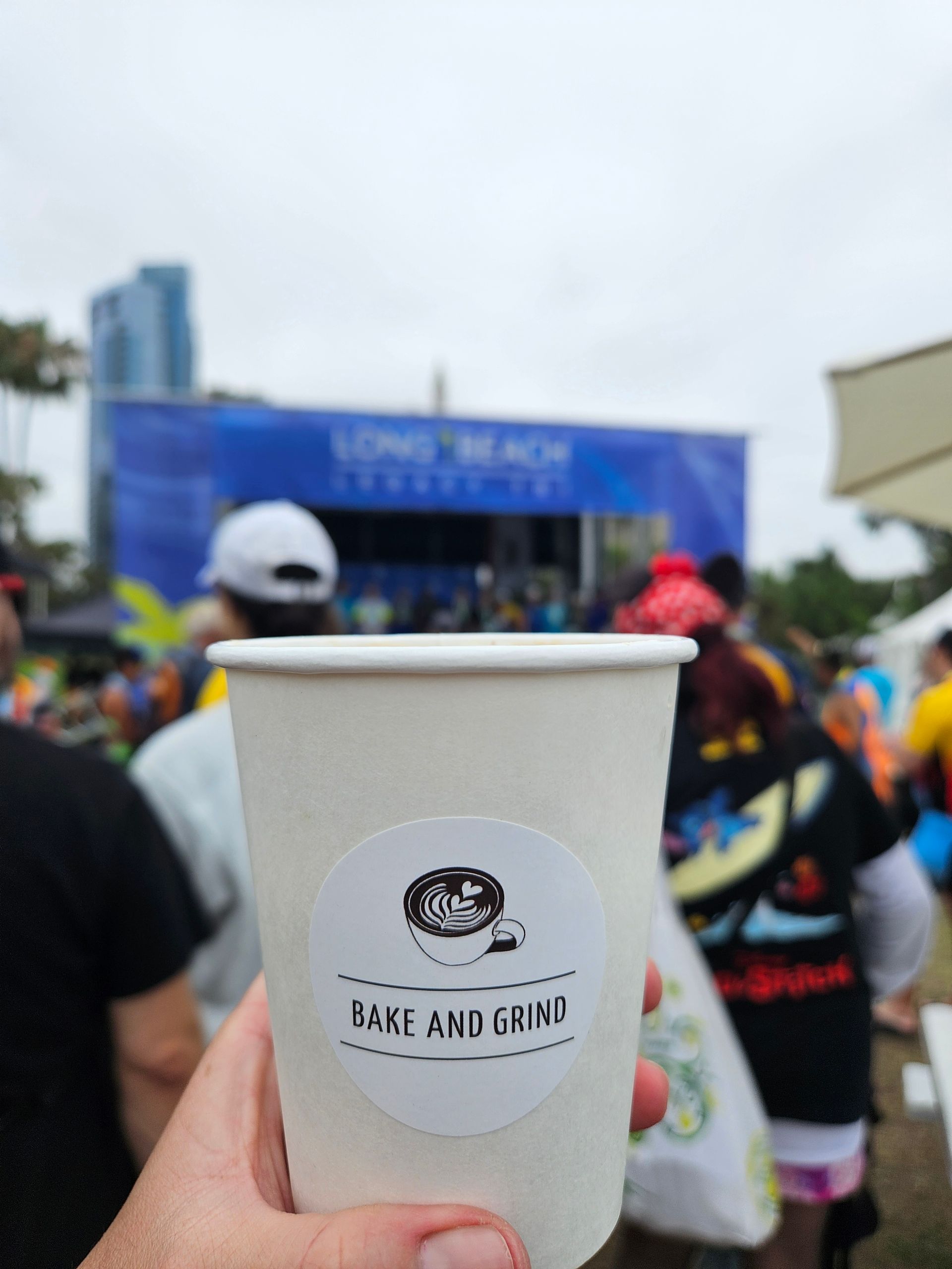 Bake and Grind coffee cup at the Long Beach Legacy Tri event