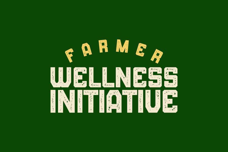 The logo for the farmer wellness initiative is on a green background.