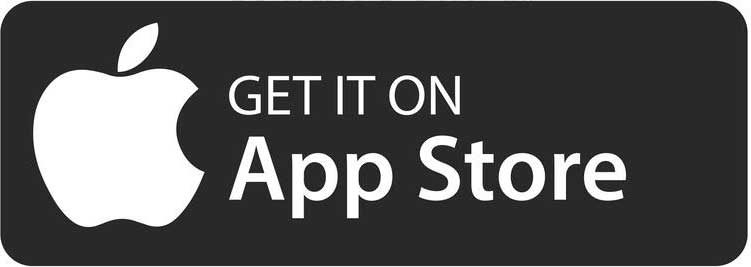 The apple logo is on a black button that says get it on app store.