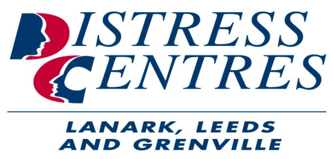 A logo for distress centres lanark leeds and grenville