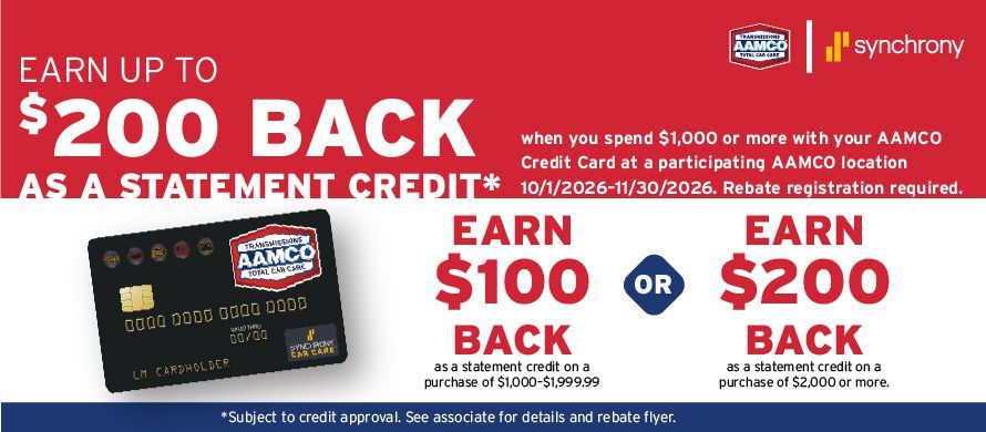 Red bank promo banner offering up to $200 back as a statement credit on AMEX and Synchrony cards