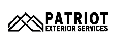 Logo for Patriot Exterior Services, featuring intertwined mountain-like shapes and the company name.