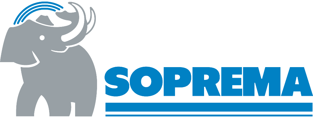 Un logo pour une entreprise appelée Suprema avec un éléphant dessus.