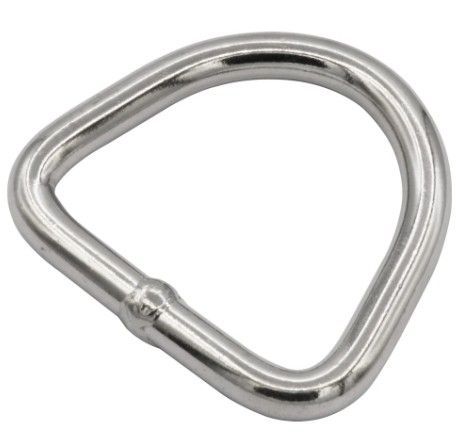 Silver triangular metal carabiner on a white background