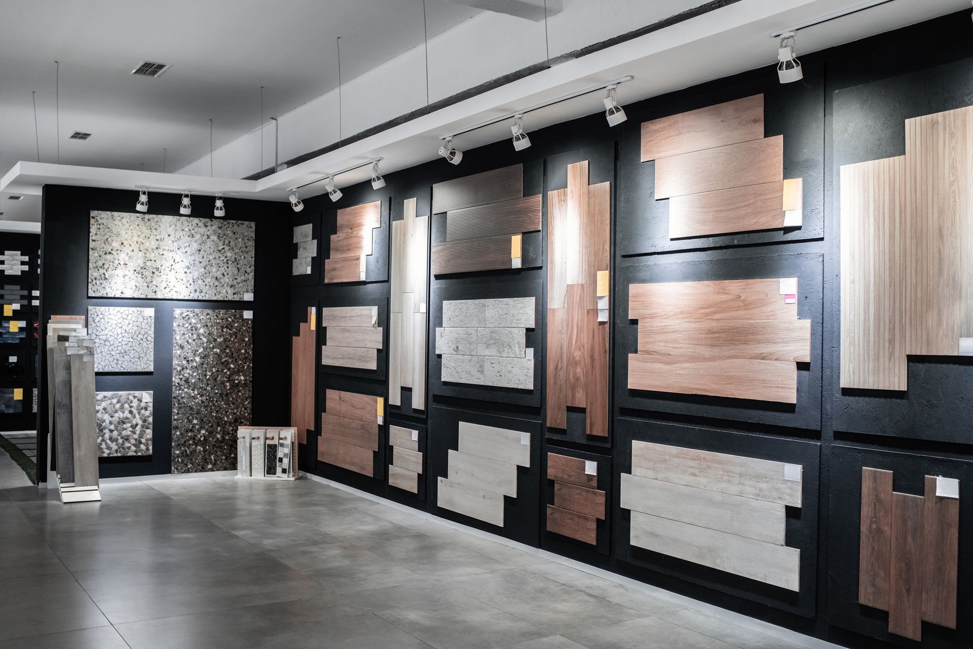 A showroom filled with lots of different types of tiles