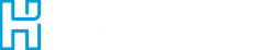 A blue and white logo on a white background.