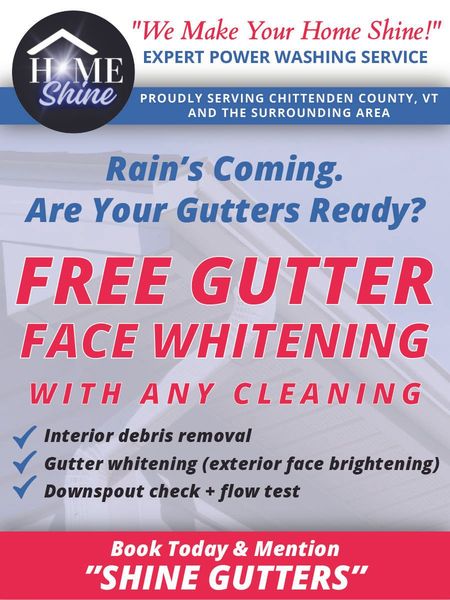 A sign that says rain 's coming are your gutters ready free gutter face whitening with any cleaning