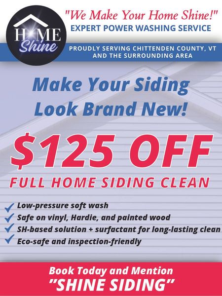 A poster that says make your siding look brand new $ 125 off full home siding clean