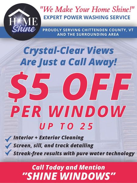 An advertisement for a home shine window cleaning service