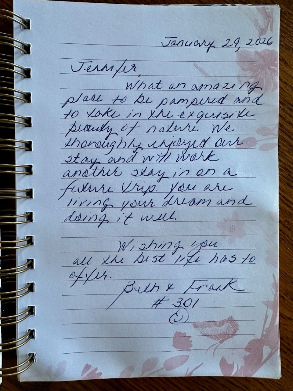 Handwritten note on lined paper with a floral border, dated July 29, 2004.