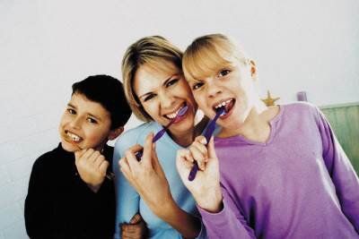 Family teeth brushing