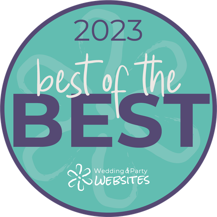 2023 “Best of the Best” award badge in teal and purple for Wedding Industry Websites