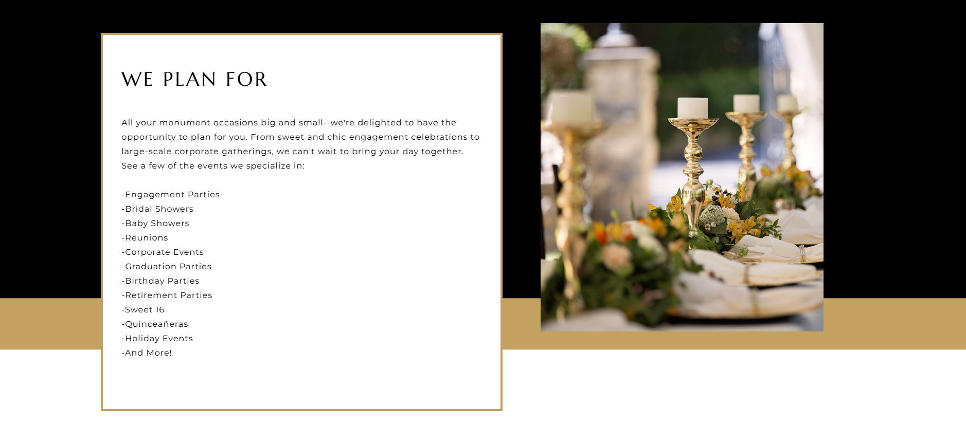 Wedding decor mood board with floral centerpiece and gold candle holders on a white background