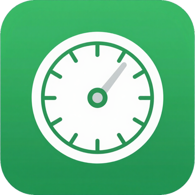 Green timer app icon with a white clock face and gray hand