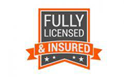A fully licensed and insured logo on a white background.