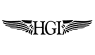 A black and white logo with wings on a white background.